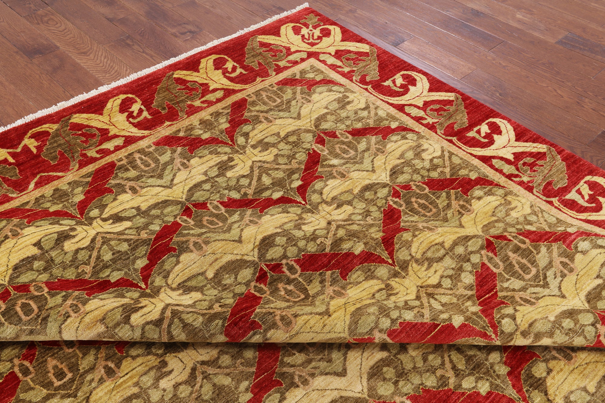 William Morris Handmade Wool Area Rug - 9' 0" X 12' 1" - Golden Nile