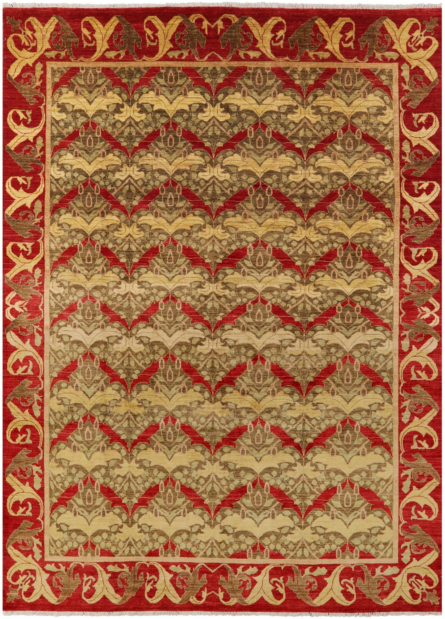 William Morris Handmade Wool Area Rug - 9' 0" X 12' 1" - Golden Nile