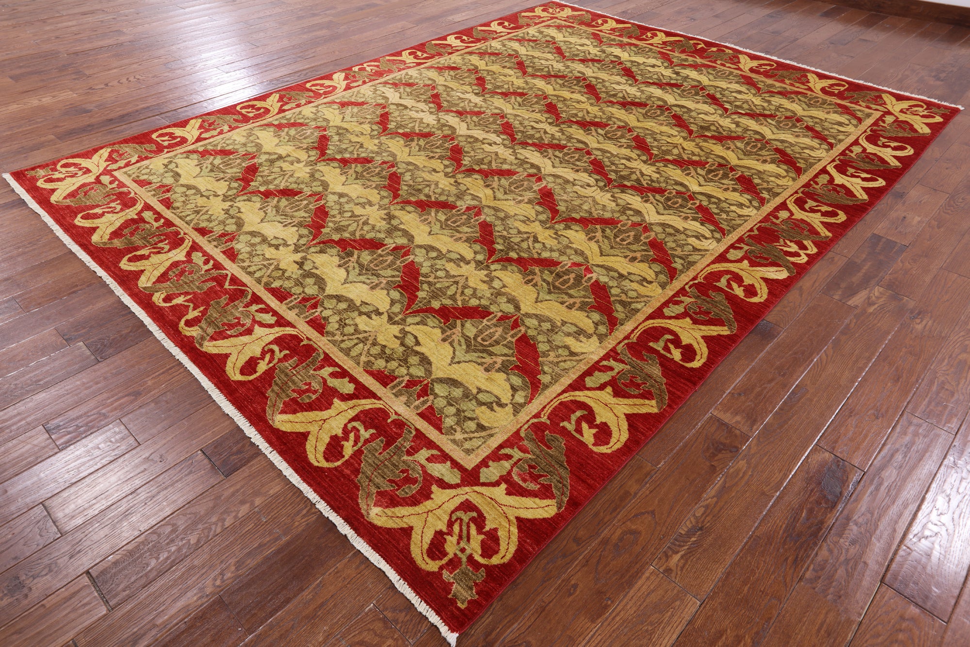 William Morris Handmade Wool Area Rug - 9' 0" X 12' 1" - Golden Nile