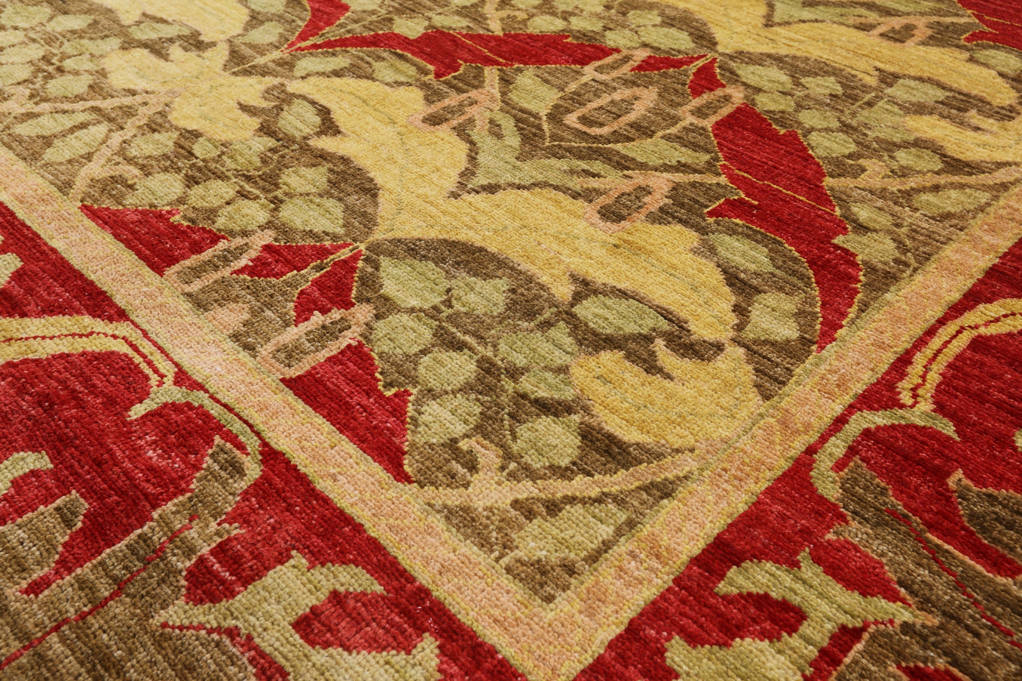 William Morris Handmade Wool Area Rug - 9' 0" X 12' 1" - Golden Nile