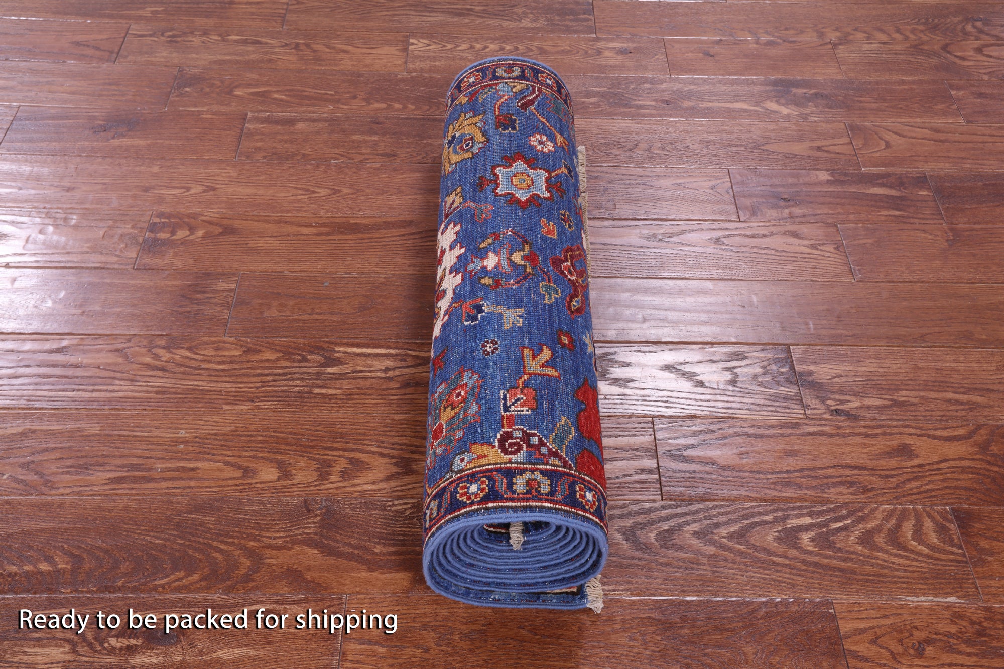 Blue Persian Fine Serapi Hand Knotted Wool Runner Rug - 2' 8" X 11' 8" - Golden Nile