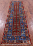 Antiqued Pazyryk Historical Design Hand Knotted Wool Runner Rug - 2' 8" X 9' 11" - Golden Nile