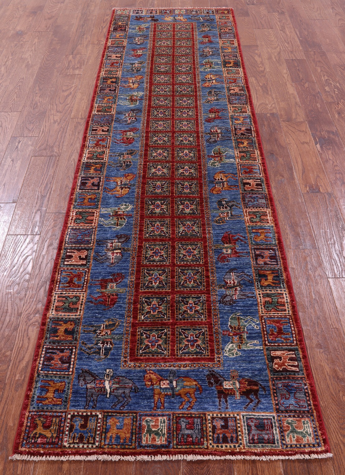 Antiqued Pazyryk Historical Design Hand Knotted Wool Runner Rug - 2' 8" X 9' 11" - Golden Nile
