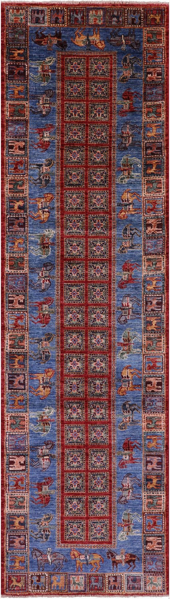 Antiqued Pazyryk Historical Design Hand Knotted Wool Runner Rug - 2' 8" X 9' 11" - Golden Nile
