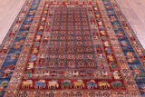 Antiqued Pazyryk Historical Design Hand Knotted Wool Rug - 6' 9" X 9' 10" - Golden Nile