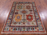 Turkmen Ersari Hand Knotted Wool Rug - 4' 10" X 6' 9" - Golden Nile