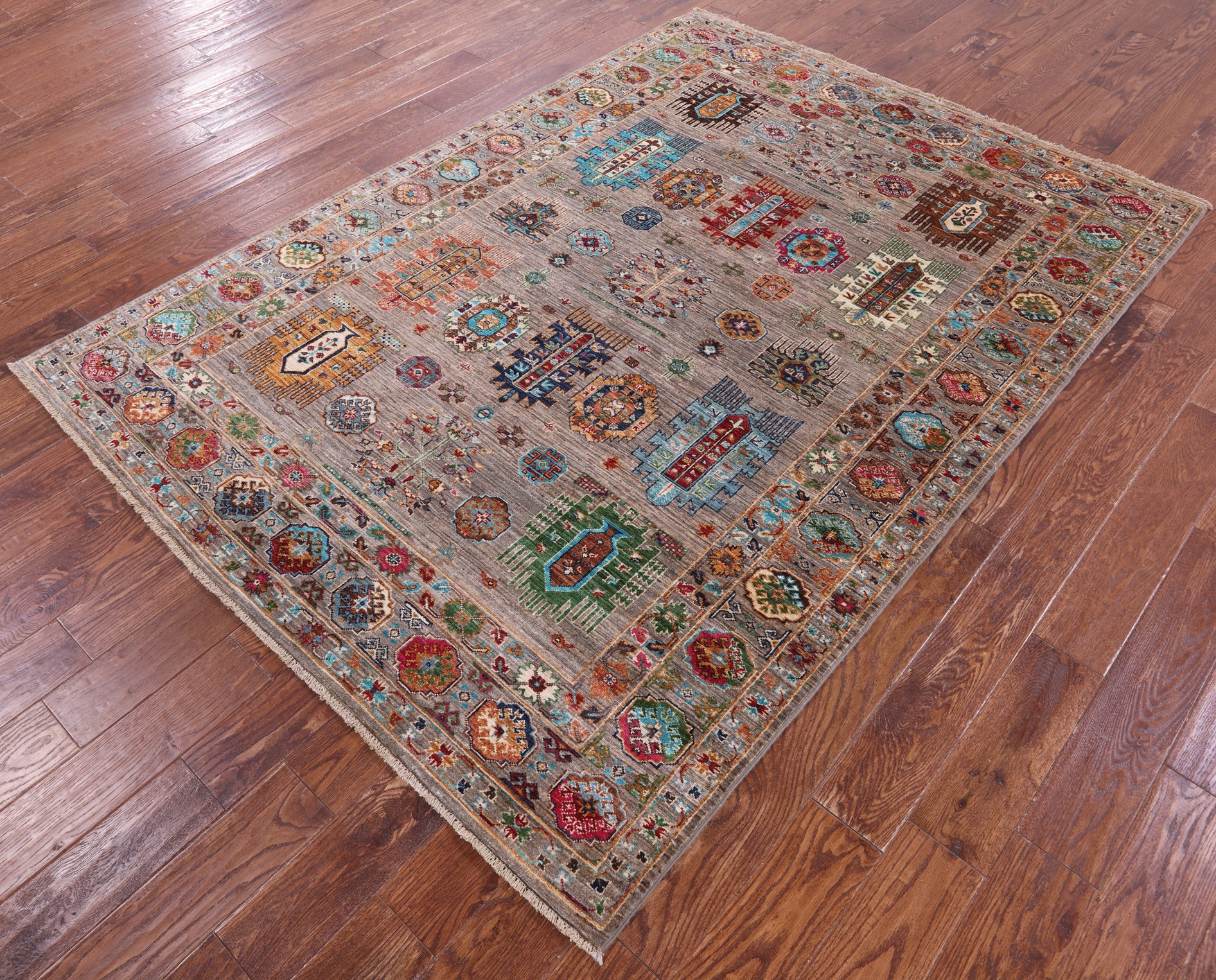 Turkmen Ersari Hand Knotted Wool Rug - 5' 7" X 7' 9" - Golden Nile