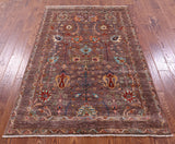 Brown Peshawar Handmade Wool Rug - 4' 1" X 6' 1" - Golden Nile