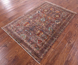 Brown Peshawar Handmade Wool Rug - 4' 1" X 6' 1" - Golden Nile