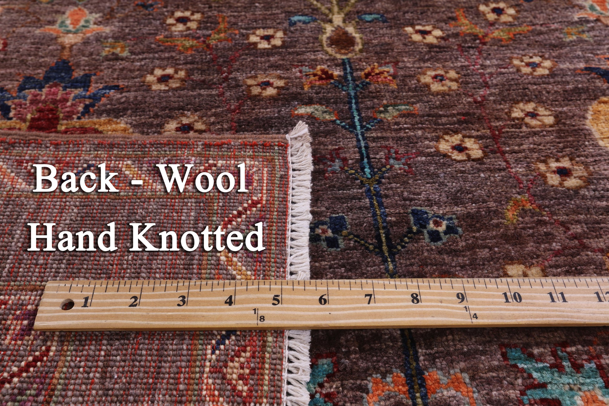 Brown Peshawar Handmade Wool Rug - 4' 1" X 6' 1" - Golden Nile