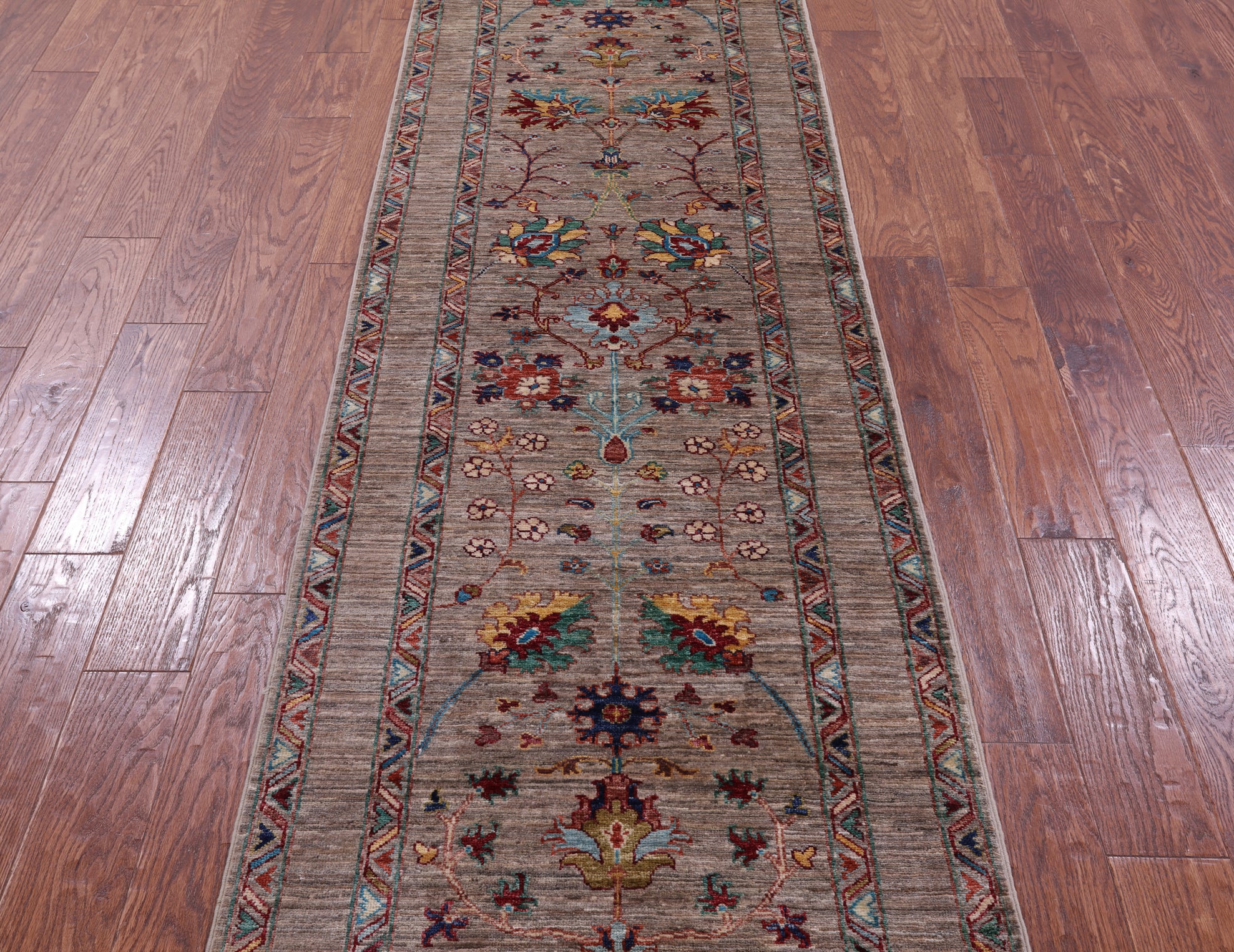 Peshawar Hand Knotted Wool Runner Rug - 2' 8" X 9' 8" - Golden Nile