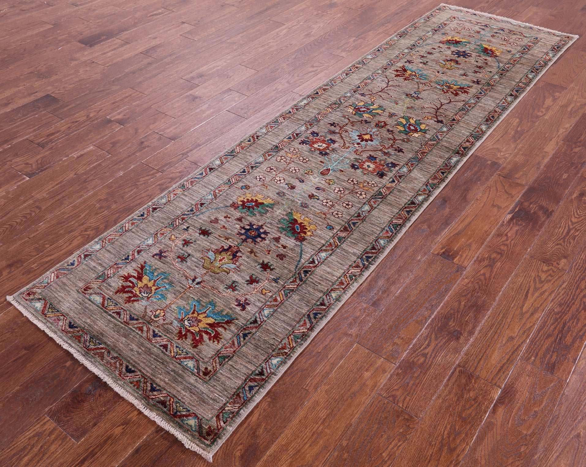 Peshawar Hand Knotted Wool Runner Rug - 2' 8" X 9' 8" - Golden Nile