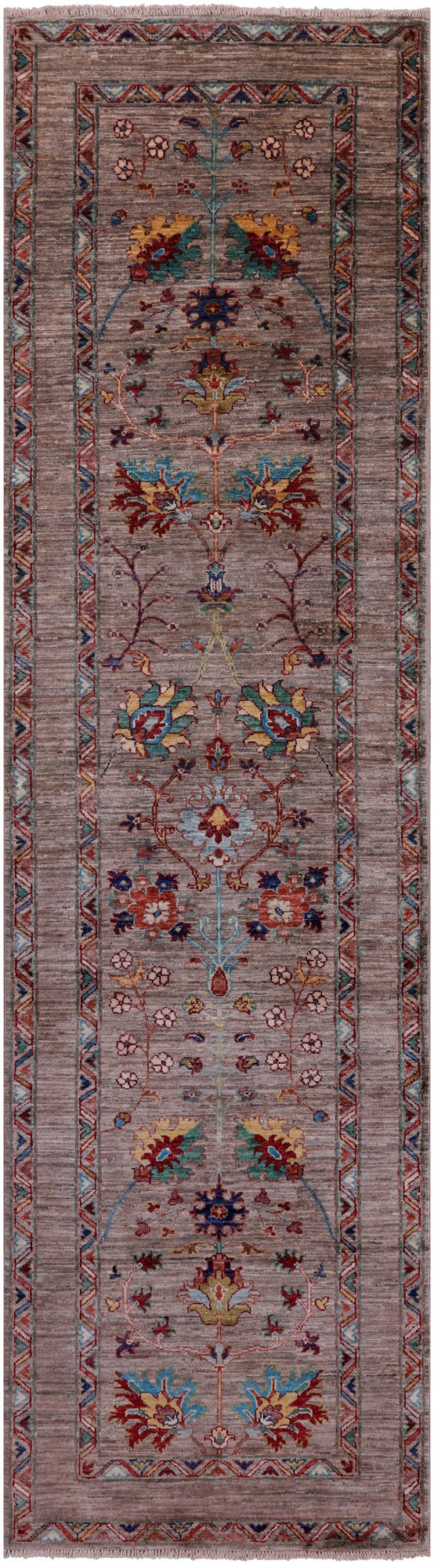 Peshawar Hand Knotted Wool Runner Rug - 2' 8" X 9' 8" - Golden Nile