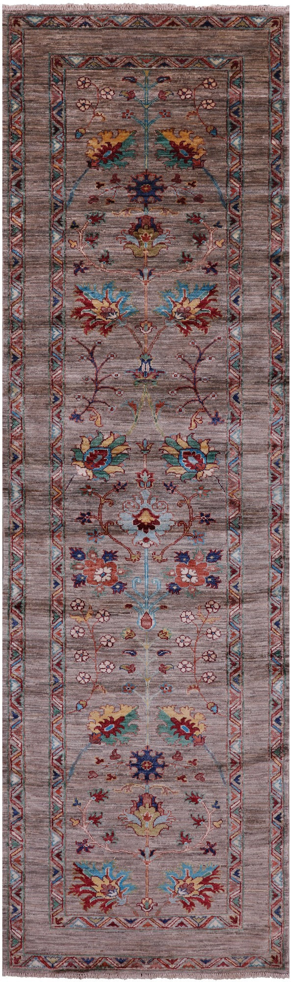Peshawar Hand Knotted Wool Runner Rug - 2' 9" X 9' 7" - Golden Nile