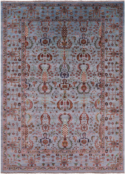 Blue Peshawar Hand Knotted Wool Rug - 5' 6" X 7' 9" - Golden Nile