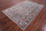 Blue Peshawar Hand Knotted Wool Rug - 5' 6" X 7' 9" - Golden Nile