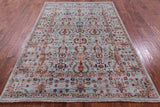 Blue Peshawar Hand Knotted Wool Rug - 5' 6" X 7' 9" - Golden Nile
