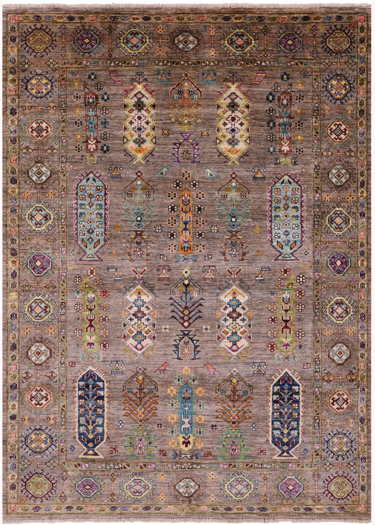 Turkmen Ersari Hand Knotted Wool Rug - 4' 11" X 6' 9" - Golden Nile