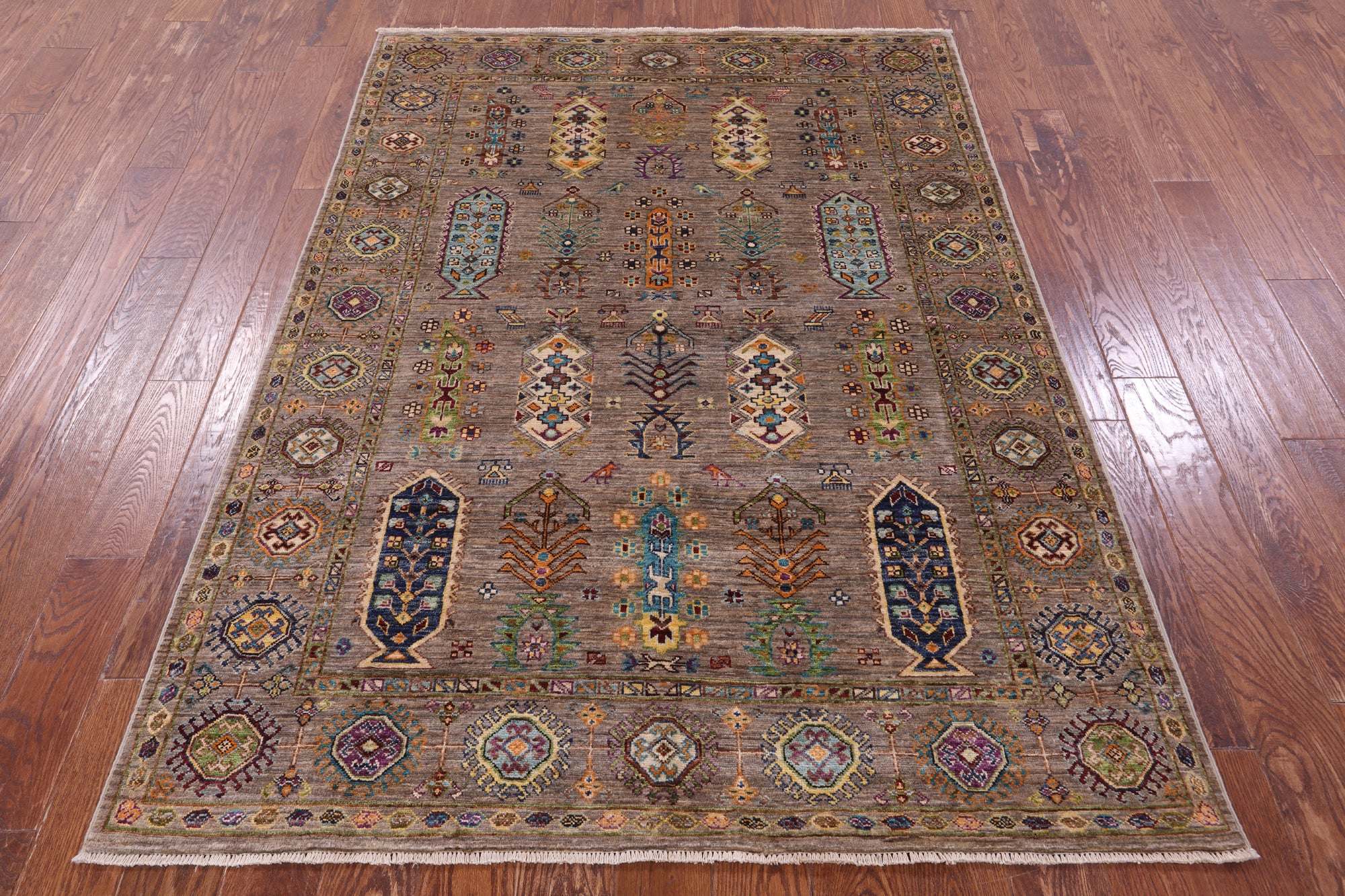 Turkmen Ersari Hand Knotted Wool Rug - 4' 11" X 6' 9" - Golden Nile
