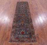 Grey Peshawar Hand Knotted Wool Runner Rug - 2' 10" X 9' 8" - Golden Nile