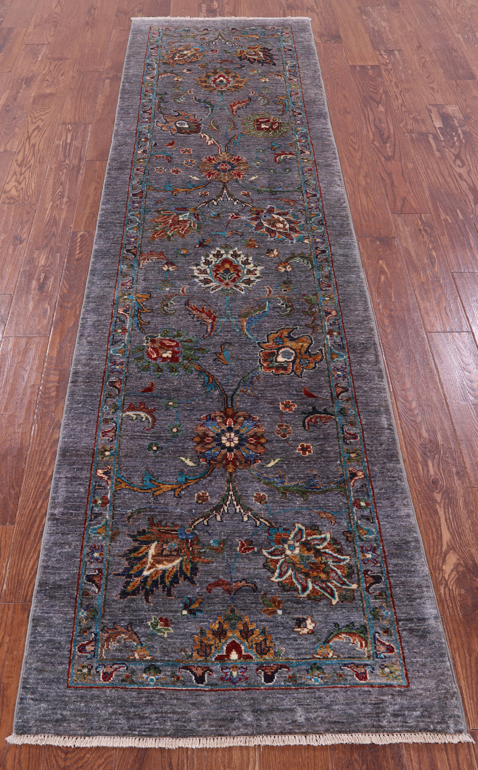 Grey Peshawar Hand Knotted Wool Runner Rug - 2' 8" X 9' 10" - Golden Nile