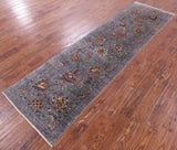 Grey Peshawar Hand Knotted Wool Runner Rug - 2' 8" X 9' 10" - Golden Nile
