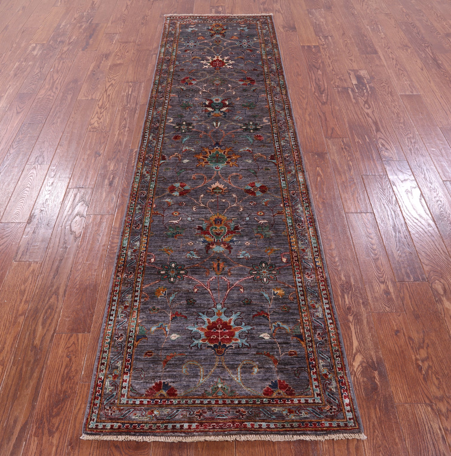 Grey Peshawar Hand Knotted Wool Runner Rug - 2' 10" X 9' 8" - Golden Nile