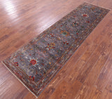 Grey Peshawar Hand Knotted Wool Runner Rug - 2' 10" X 9' 8" - Golden Nile