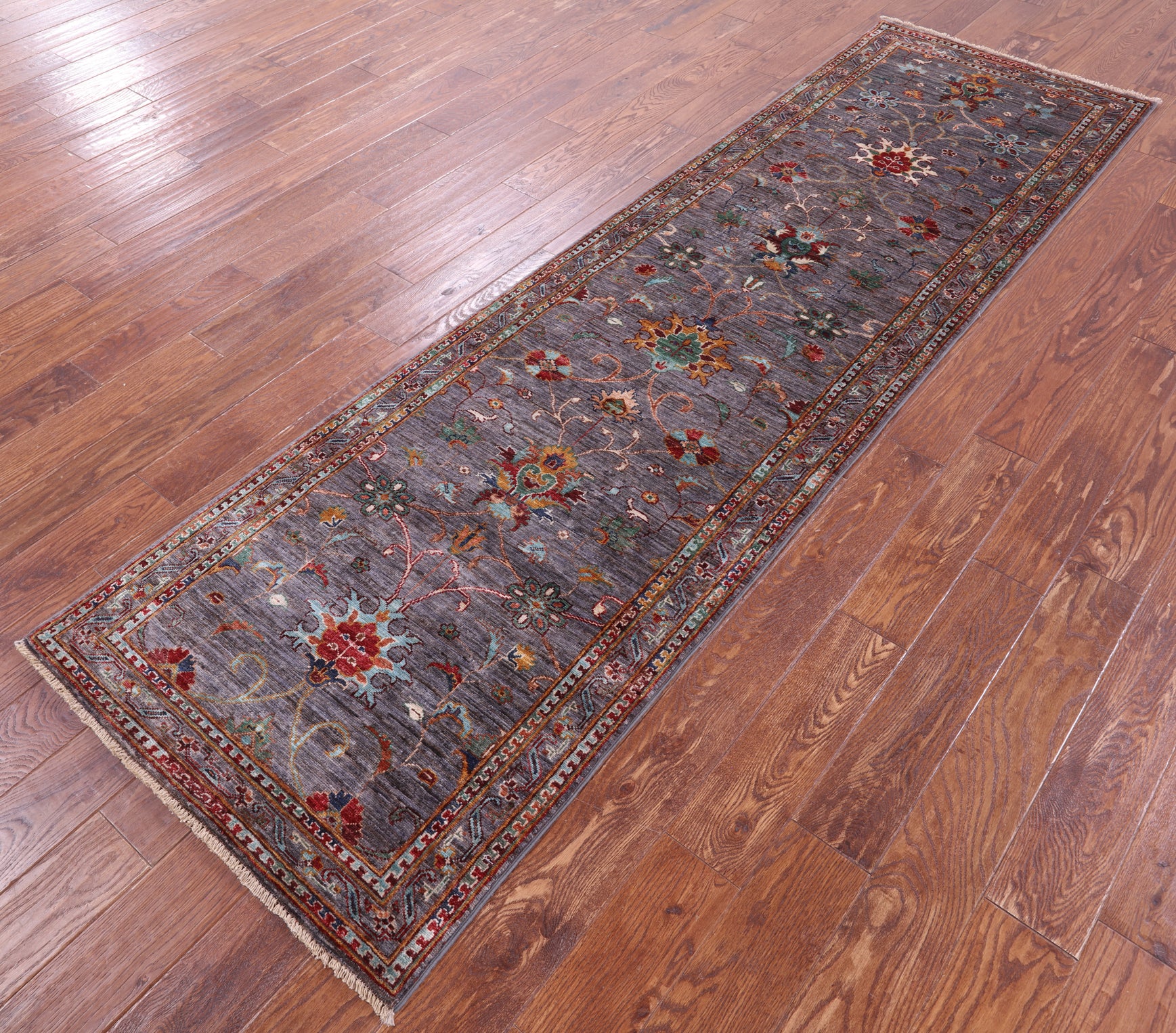 Grey Peshawar Hand Knotted Wool Runner Rug - 2' 10" X 9' 8" - Golden Nile