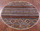 Round Khorjin Persian Gabbeh Handmade Wool Rug - 4' 10" X 4' 10" - Golden Nile