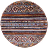 Round Khorjin Persian Gabbeh Handmade Wool Rug - 4' 10" X 4' 10" - Golden Nile