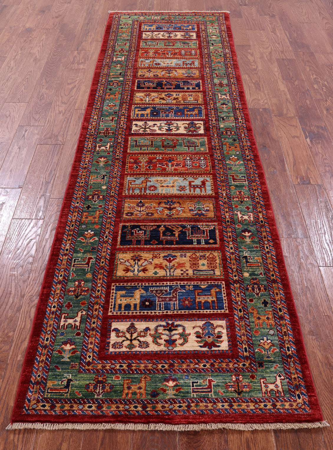 Tribal Persian Gabbeh Hand Knotted Wool Runner Rug - 2' 9" X 9' 7" - Golden Nile