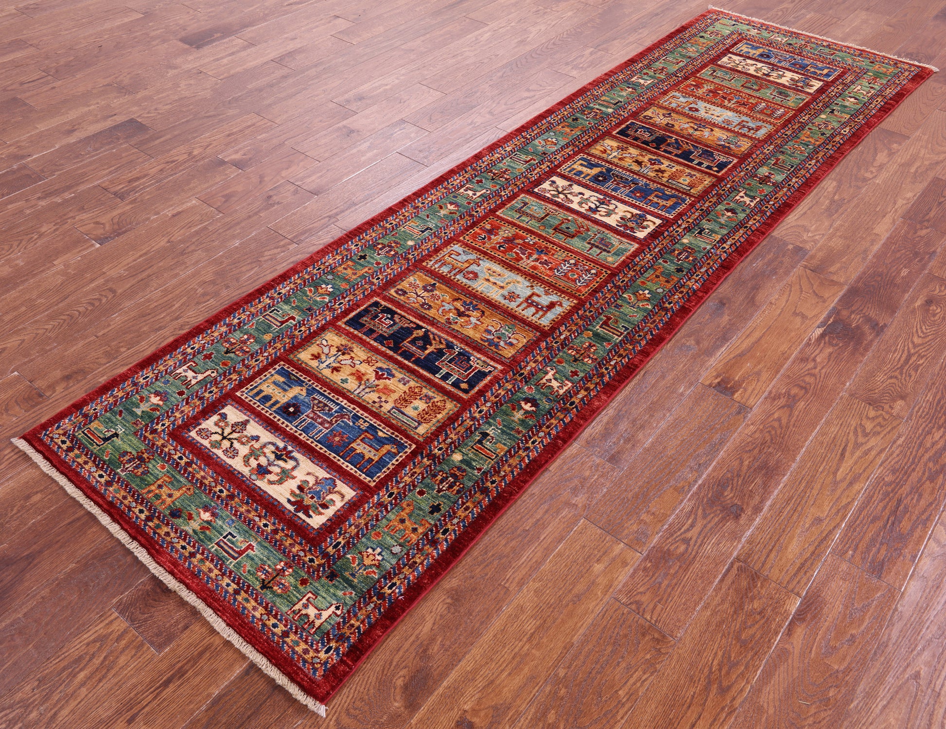 Tribal Persian Gabbeh Hand Knotted Wool Runner Rug - 2' 9" X 9' 7" - Golden Nile