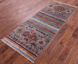 Khorjin Persian Gabbeh Hand Knotted Wool Runner Rug - 2' 6" X 6' 10" - Golden Nile