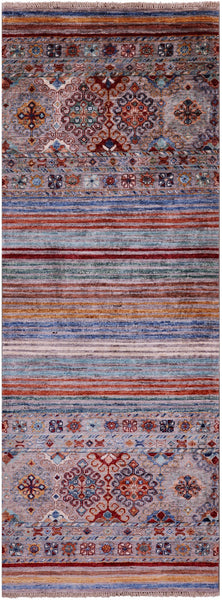 Khorjin Persian Gabbeh Hand Knotted Wool Runner Rug - 2' 6" X 6' 10" - Golden Nile