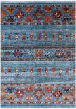 Blue Khorjin Persian Gabbeh Hand Knotted Wool Rug - 4' 10" X 6' 9" - Golden Nile