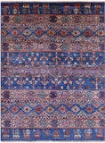 Blue Tribal Persian Gabbeh Handmade Wool Rug - 4' 11" X 6' 7" - Golden Nile