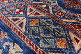 Blue Tribal Persian Gabbeh Handmade Wool Rug - 4' 11" X 6' 7" - Golden Nile