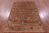 Tribal Persian Gabbeh Hand Knotted Wool Rug - 4' 10" X 6' 11" - Golden Nile