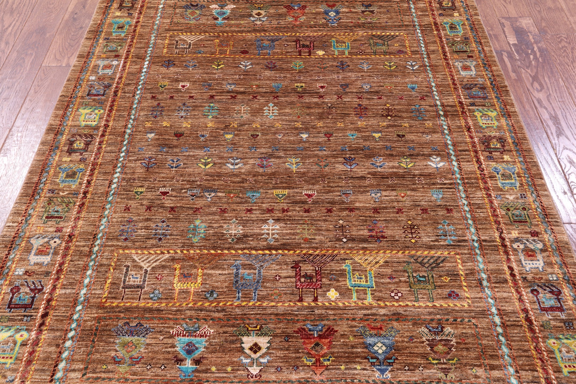 Tribal Persian Gabbeh Hand Knotted Wool Rug - 4' 10" X 6' 11" - Golden Nile