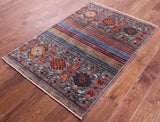 Khorjin Persian Gabbeh Hand Knotted Wool Rug - 3' 3" X 4' 11" - Golden Nile