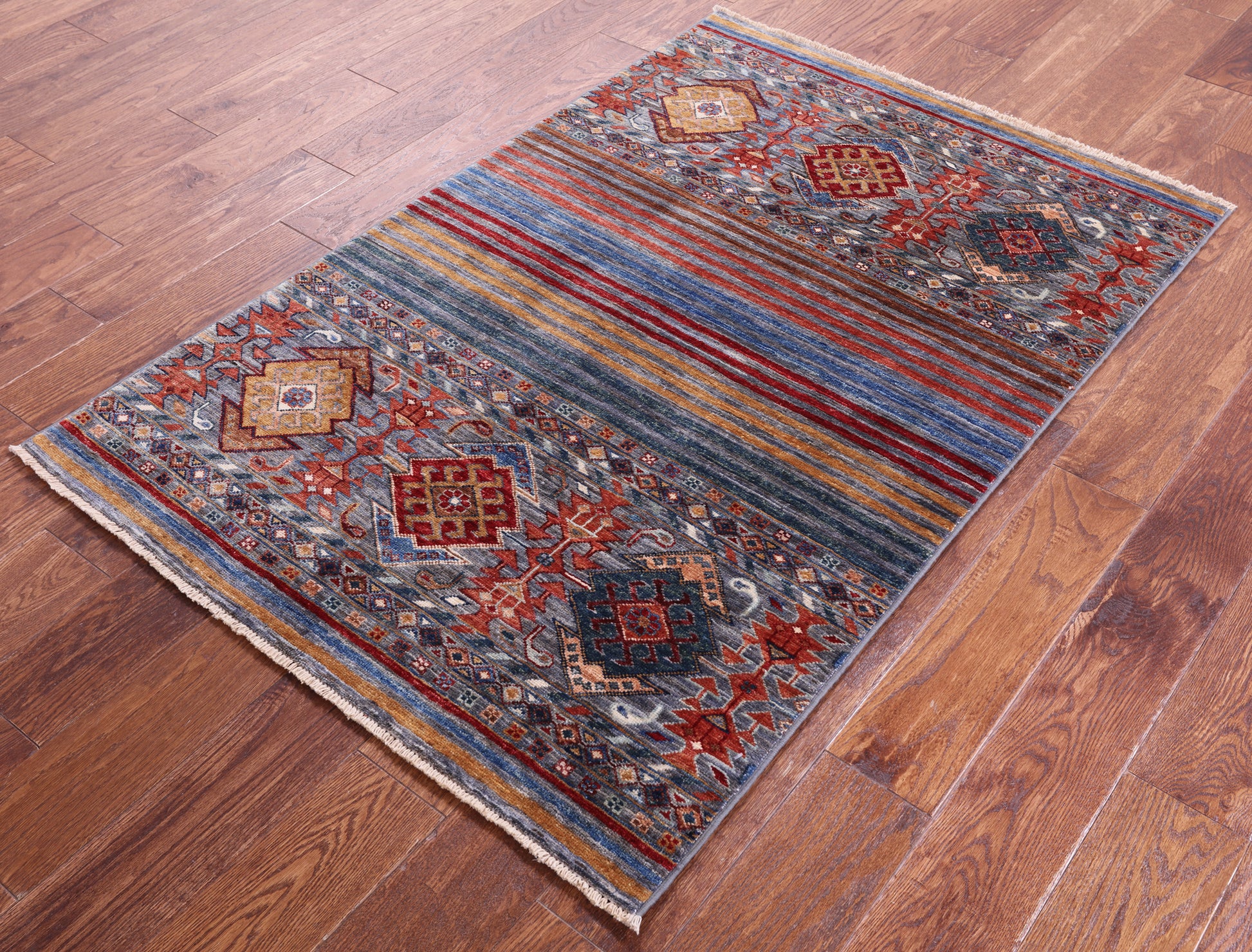 Khorjin Persian Gabbeh Hand Knotted Wool Rug - 3' 3" X 4' 11" - Golden Nile