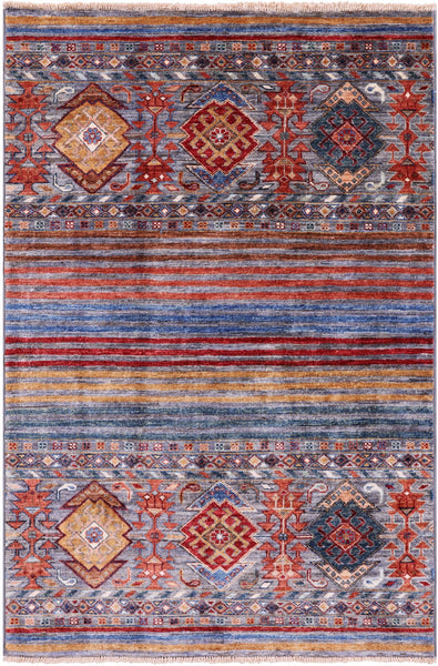 Khorjin Persian Gabbeh Hand Knotted Wool Rug - 3' 3" X 4' 11" - Golden Nile