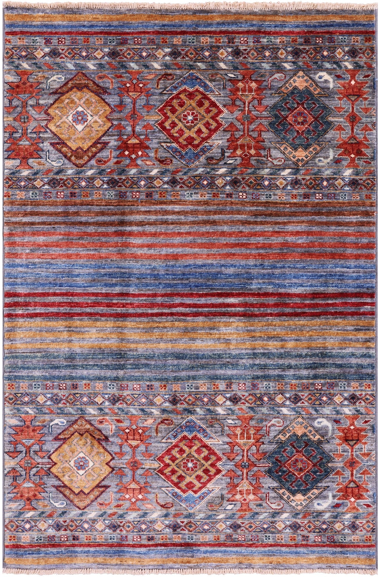 Khorjin Persian Gabbeh Hand Knotted Wool Rug - 3' 3" X 4' 11" - Golden Nile