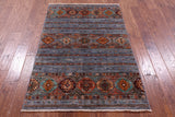 Grey Khorjin Persian Gabbeh Hand Knotted Wool Rug - 3' 4" X 5' 2" - Golden Nile