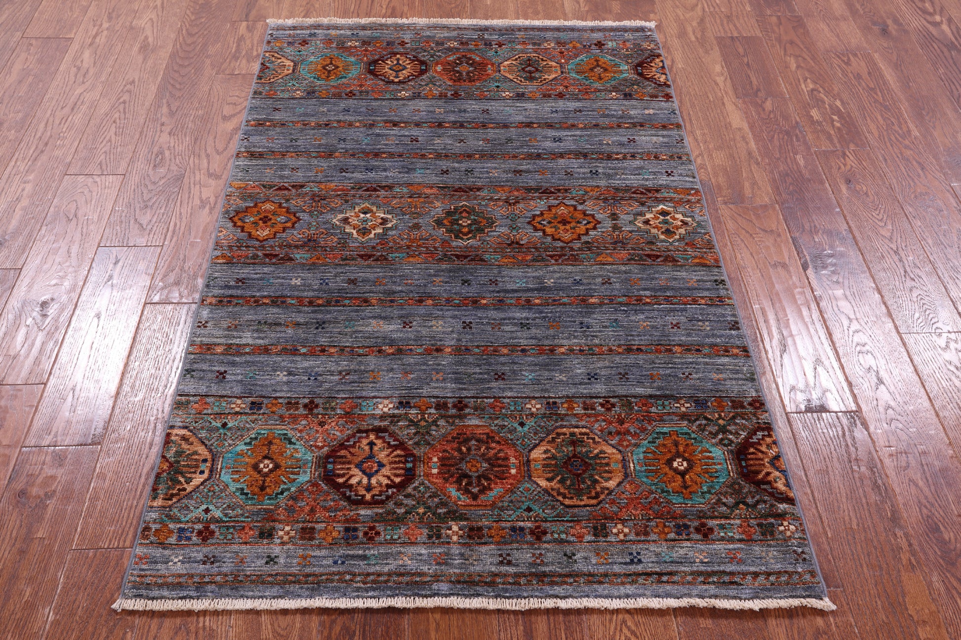 Grey Khorjin Persian Gabbeh Hand Knotted Wool Rug - 3' 4" X 5' 2" - Golden Nile