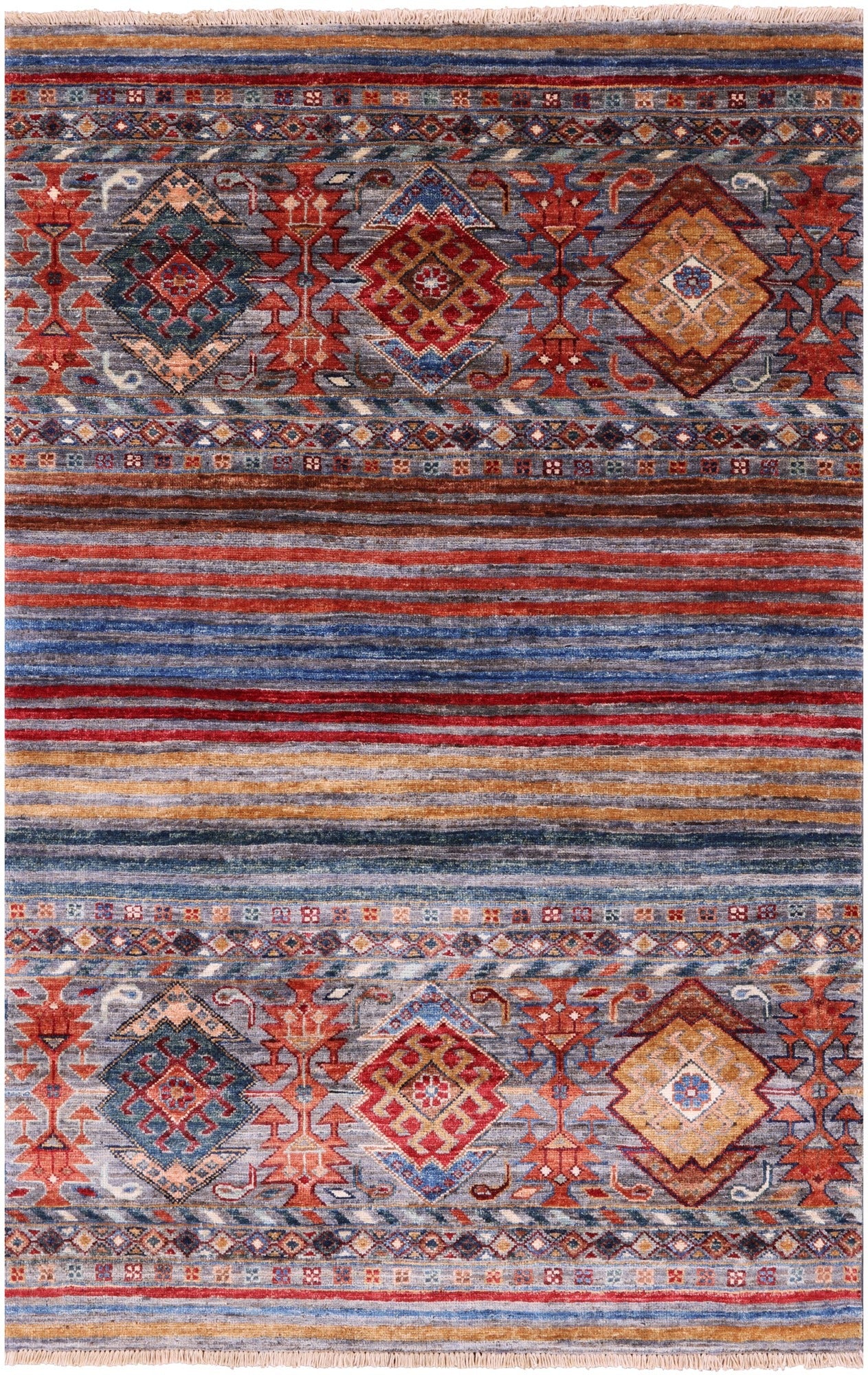 Khorjin Persian Gabbeh Hand Knotted Wool Rug - 3' 3" X 4' 11" - Golden Nile