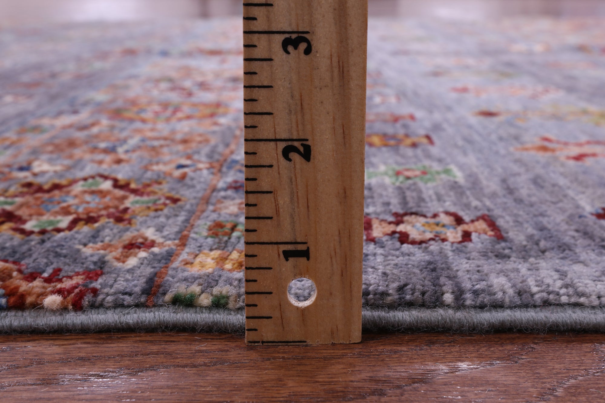 Grey Khorjin Persian Gabbeh Hand Knotted Wool Rug - 5' 0" X 6' 7" - Golden Nile