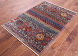 Khorjin Persian Gabbeh Hand Knotted Wool Rug - 3' 3" X 4' 10" - Golden Nile