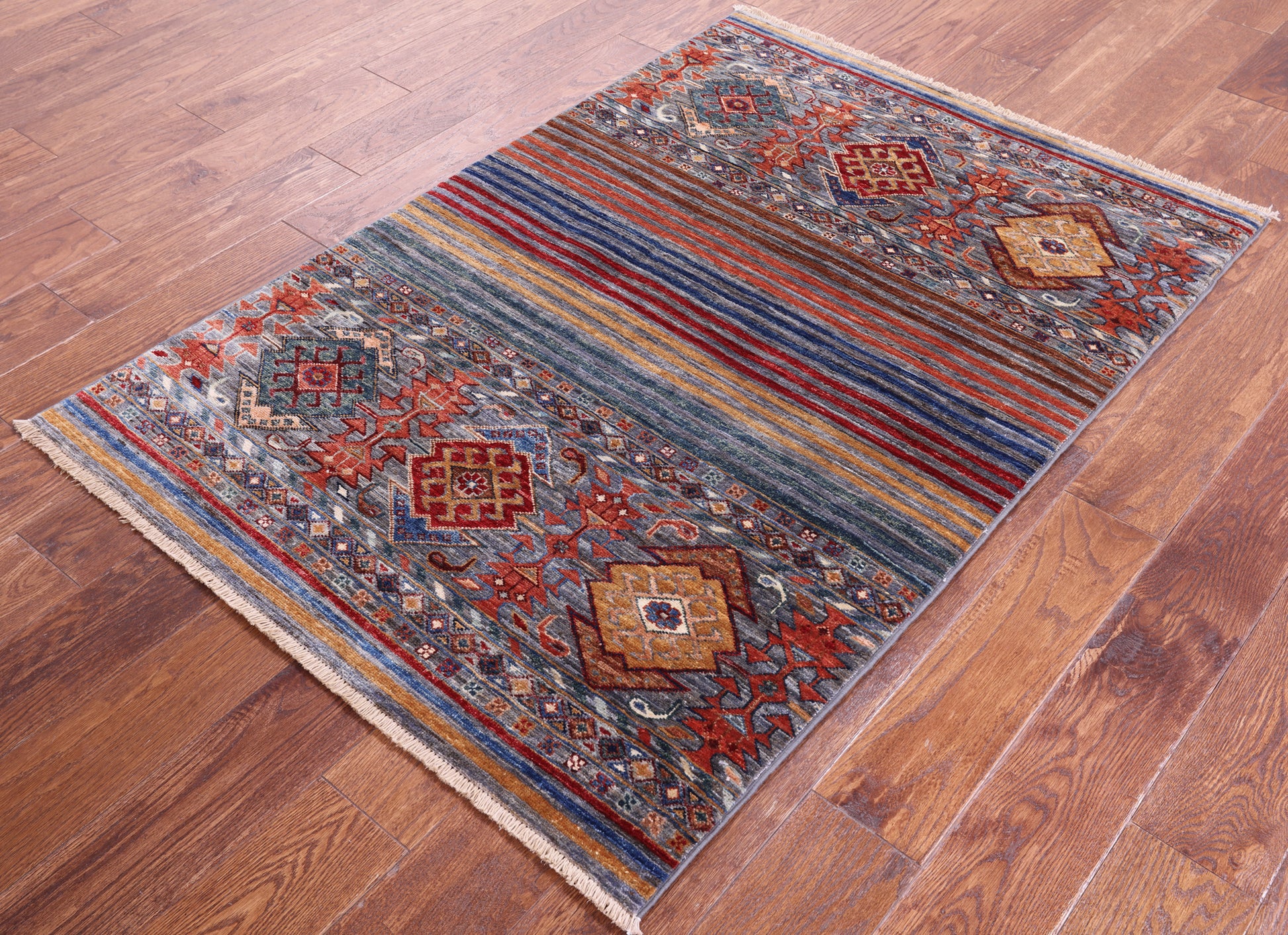 Khorjin Persian Gabbeh Hand Knotted Wool Rug - 3' 3" X 4' 10" - Golden Nile